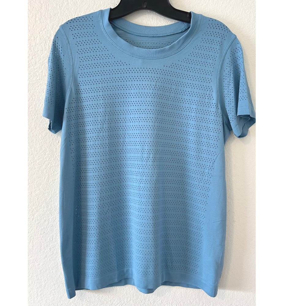 Lululemon‎ Swiftly Tech Short Sleeve 2.0 Blue Mesh Athletic Shirt Size 8